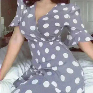 Luna Polka Midi Dress in Lilac